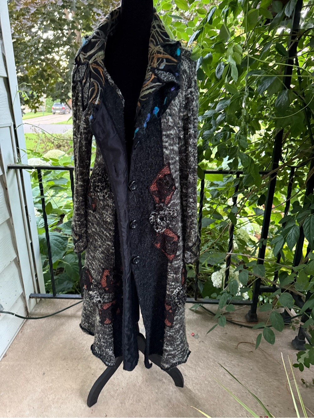 Pretty Angel Womens Whimsigoth Black & Gray Patterned Long Sweater XL